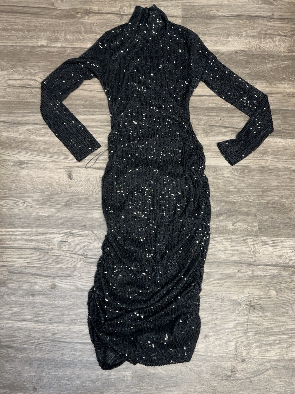 Fashion Nova Sheri Sequin Midi Dress Black XL NWT Open Back - Picture 2 of 11